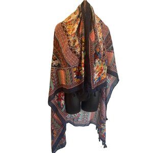 Shawl wrap scarf  46 w  48 L fringing
